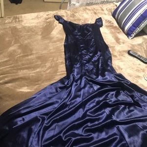 Blue silk long dress